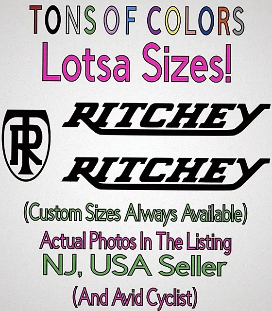 3 Pc. Ritchey Bicycles Die Cut Vinyl Frame Decal Set Cycling Bikes Cycle Vintage