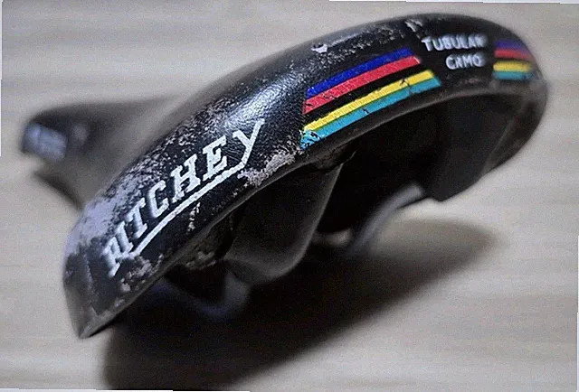 Rare VIntage Ritchey Vector plus rail Tubular Cro-Mo Bike Saddle Leather